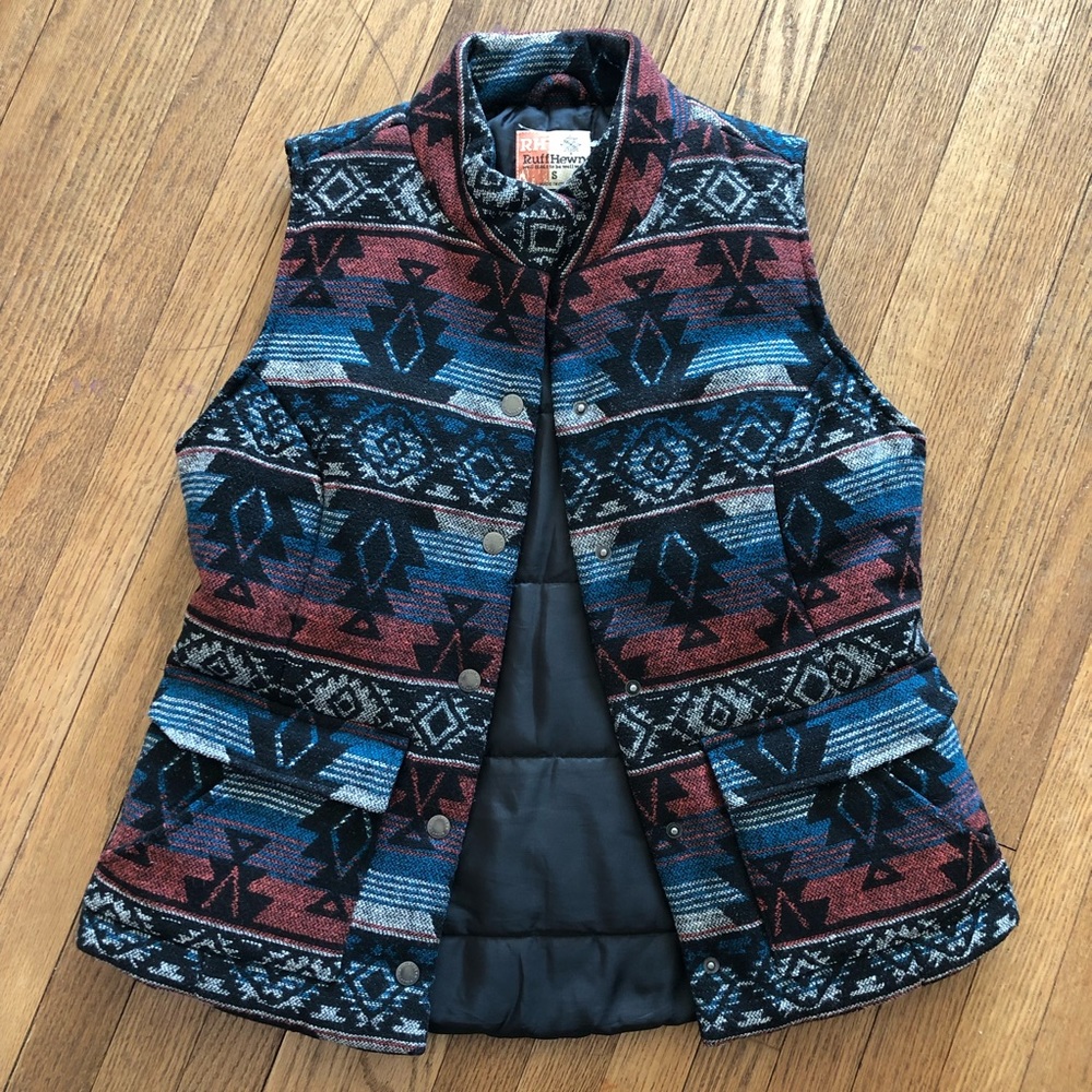 RH Ruff Hewn  Aztec Print Wool Blend Vest Size Small
